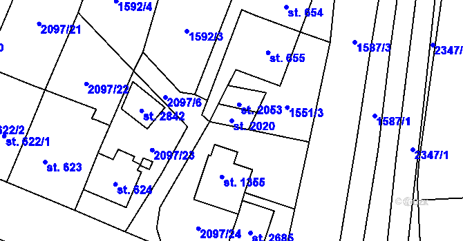 Parcela st. 2020 v KÚ Kateřinky u Opavy, Katastrální mapa