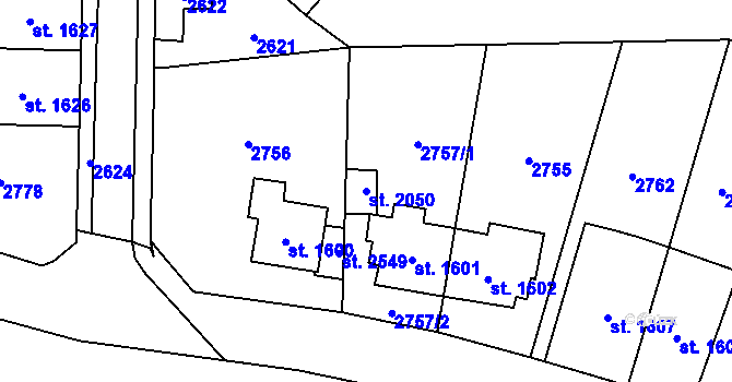 Parcela st. 2050 v KÚ Kateřinky u Opavy, Katastrální mapa