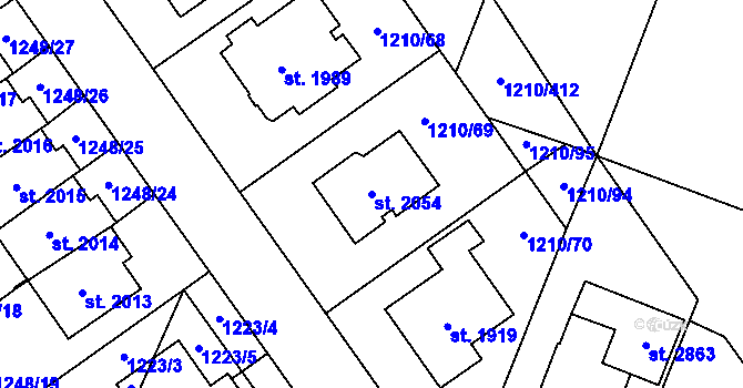 Parcela st. 2054 v KÚ Kateřinky u Opavy, Katastrální mapa