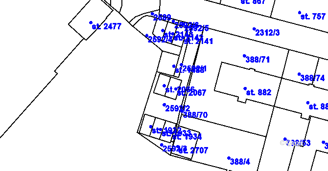 Parcela st. 2066 v KÚ Kateřinky u Opavy, Katastrální mapa