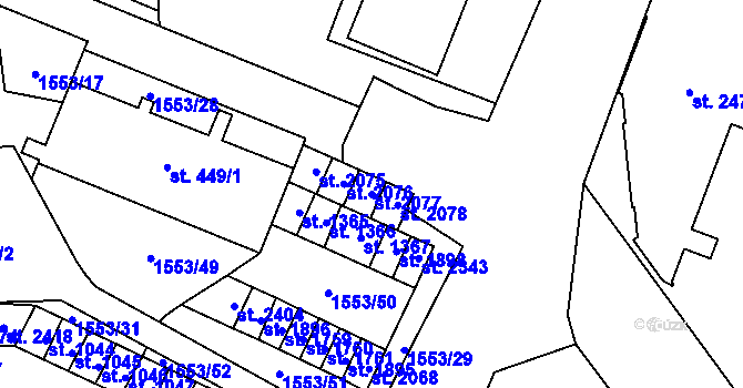 Parcela st. 2077 v KÚ Kateřinky u Opavy, Katastrální mapa