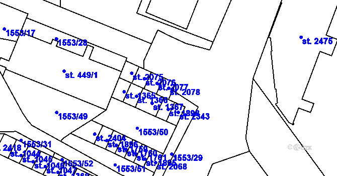 Parcela st. 2078 v KÚ Kateřinky u Opavy, Katastrální mapa