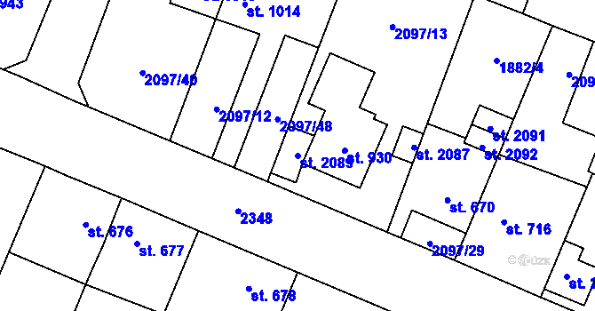 Parcela st. 2089 v KÚ Kateřinky u Opavy, Katastrální mapa