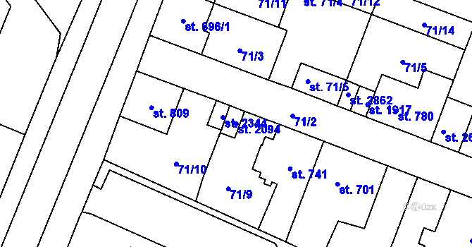 Parcela st. 2094 v KÚ Kateřinky u Opavy, Katastrální mapa