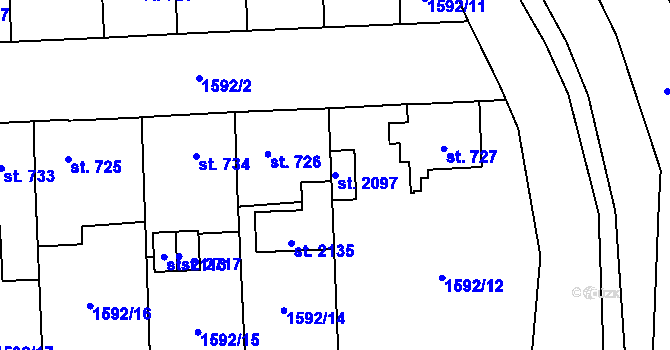 Parcela st. 2097 v KÚ Kateřinky u Opavy, Katastrální mapa