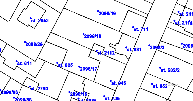 Parcela st. 2112 v KÚ Kateřinky u Opavy, Katastrální mapa
