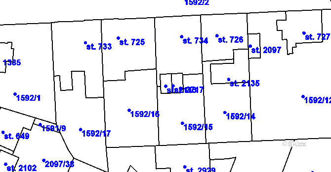 Parcela st. 2113 v KÚ Kateřinky u Opavy, Katastrální mapa