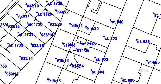 Parcela st. 2115 v KÚ Kateřinky u Opavy, Katastrální mapa