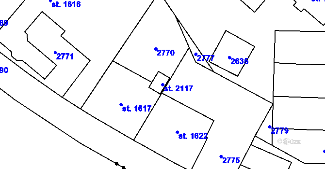 Parcela st. 2117 v KÚ Kateřinky u Opavy, Katastrální mapa