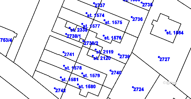 Parcela st. 2119 v KÚ Kateřinky u Opavy, Katastrální mapa