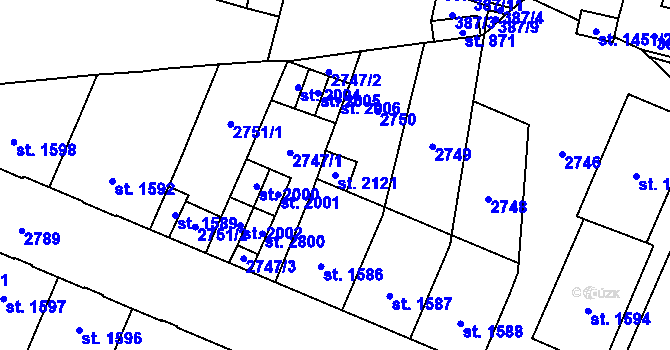 Parcela st. 2121 v KÚ Kateřinky u Opavy, Katastrální mapa