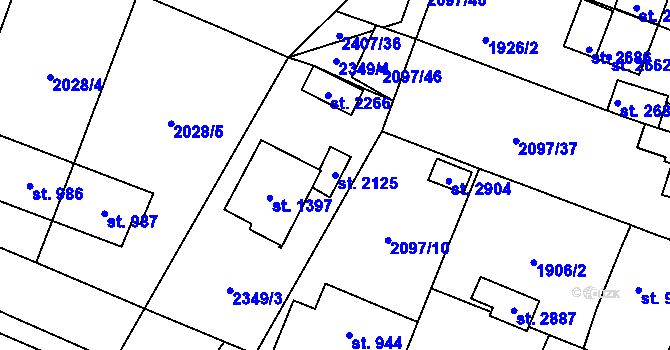 Parcela st. 2125 v KÚ Kateřinky u Opavy, Katastrální mapa