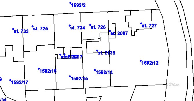 Parcela st. 2135 v KÚ Kateřinky u Opavy, Katastrální mapa