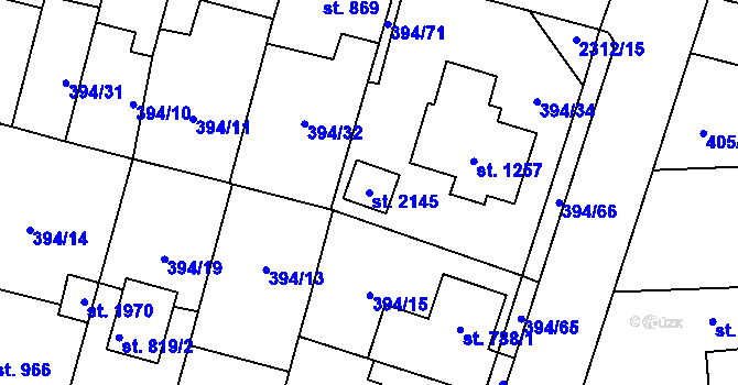 Parcela st. 2145 v KÚ Kateřinky u Opavy, Katastrální mapa