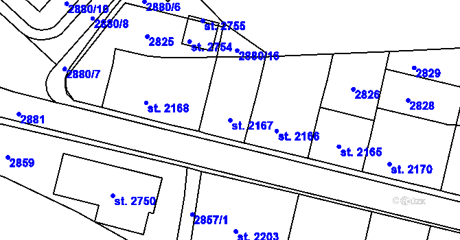 Parcela st. 2167 v KÚ Kateřinky u Opavy, Katastrální mapa