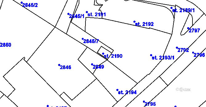 Parcela st. 2190 v KÚ Kateřinky u Opavy, Katastrální mapa