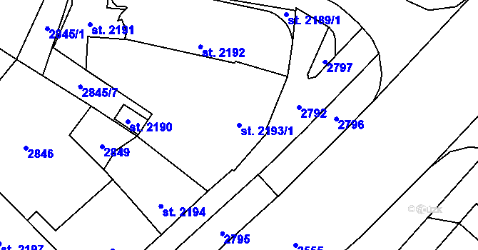 Parcela st. 2193/1 v KÚ Kateřinky u Opavy, Katastrální mapa