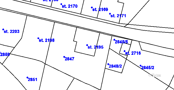 Parcela st. 2195 v KÚ Kateřinky u Opavy, Katastrální mapa