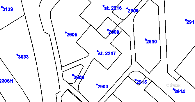 Parcela st. 2217 v KÚ Kateřinky u Opavy, Katastrální mapa