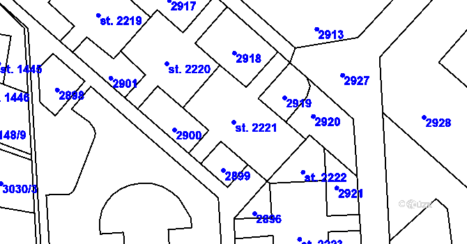 Parcela st. 2221 v KÚ Kateřinky u Opavy, Katastrální mapa