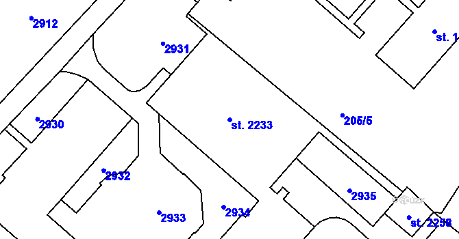 Parcela st. 2233 v KÚ Kateřinky u Opavy, Katastrální mapa