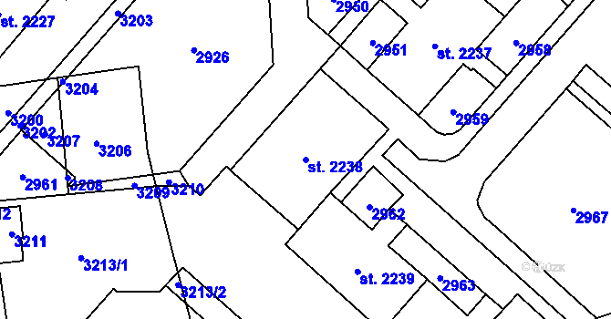Parcela st. 2238 v KÚ Kateřinky u Opavy, Katastrální mapa