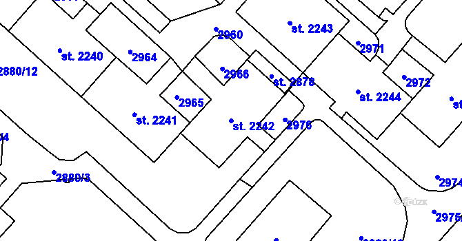 Parcela st. 2242 v KÚ Kateřinky u Opavy, Katastrální mapa