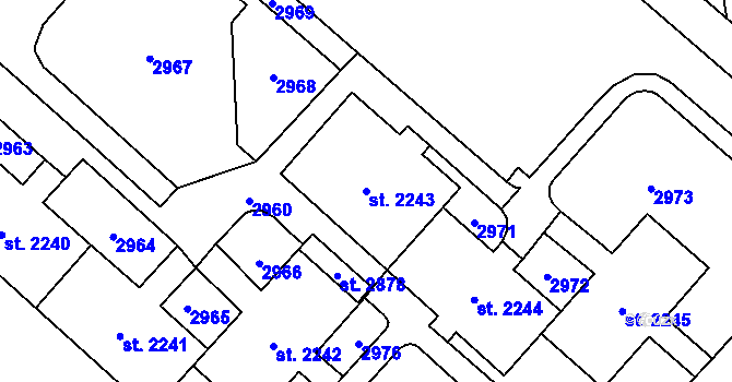 Parcela st. 2243 v KÚ Kateřinky u Opavy, Katastrální mapa