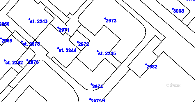 Parcela st. 2245 v KÚ Kateřinky u Opavy, Katastrální mapa