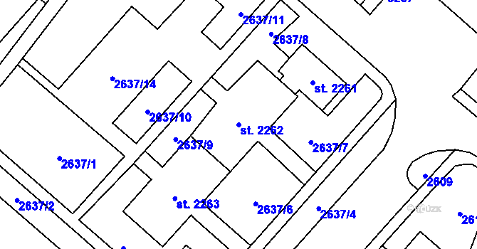Parcela st. 2262 v KÚ Kateřinky u Opavy, Katastrální mapa
