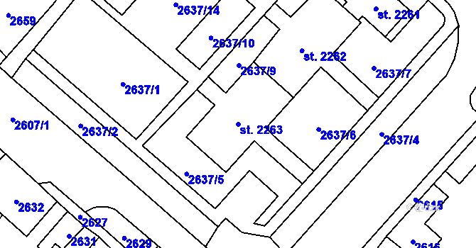 Parcela st. 2263 v KÚ Kateřinky u Opavy, Katastrální mapa