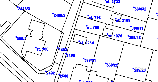 Parcela st. 2264 v KÚ Kateřinky u Opavy, Katastrální mapa