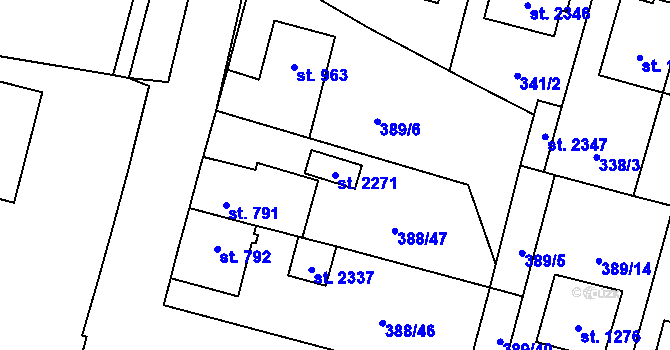 Parcela st. 2271 v KÚ Kateřinky u Opavy, Katastrální mapa