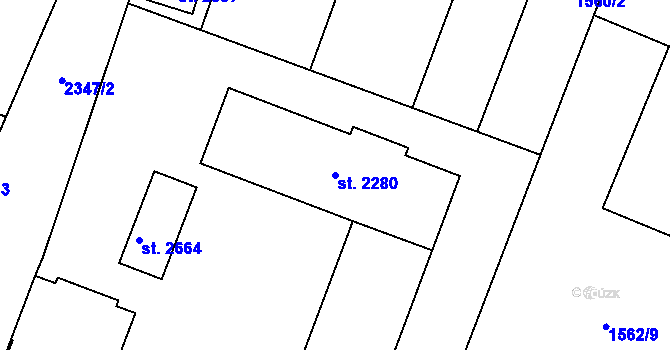 Parcela st. 2280 v KÚ Kateřinky u Opavy, Katastrální mapa