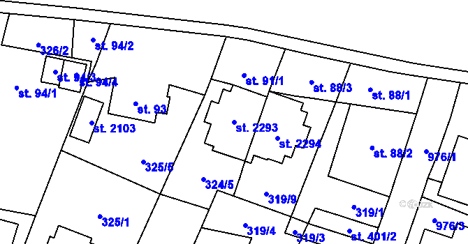 Parcela st. 2293 v KÚ Kateřinky u Opavy, Katastrální mapa