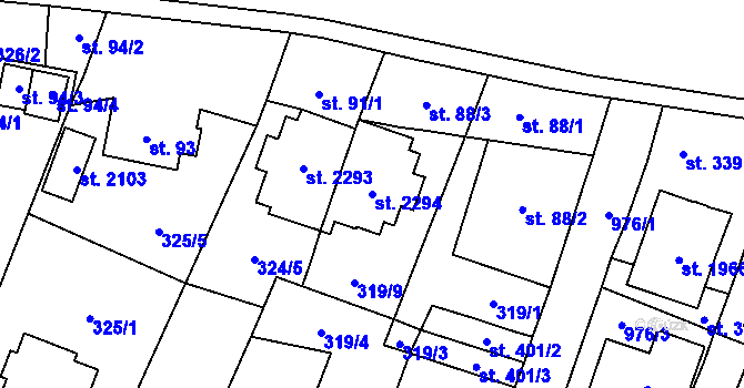 Parcela st. 2294 v KÚ Kateřinky u Opavy, Katastrální mapa