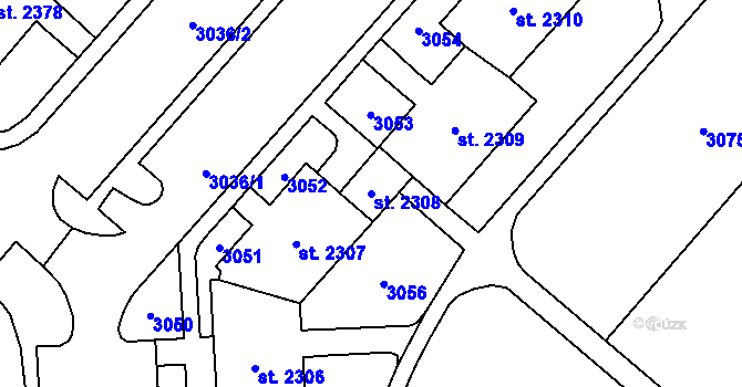 Parcela st. 2308 v KÚ Kateřinky u Opavy, Katastrální mapa