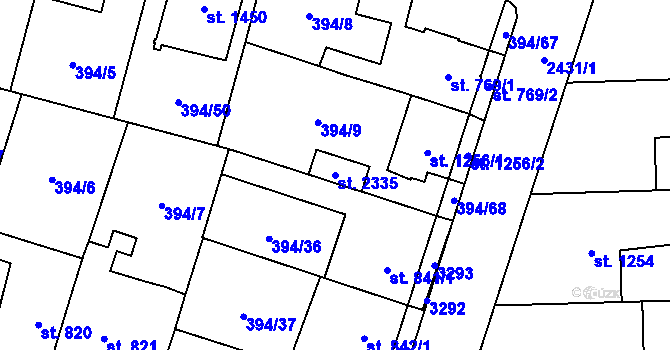 Parcela st. 2335 v KÚ Kateřinky u Opavy, Katastrální mapa