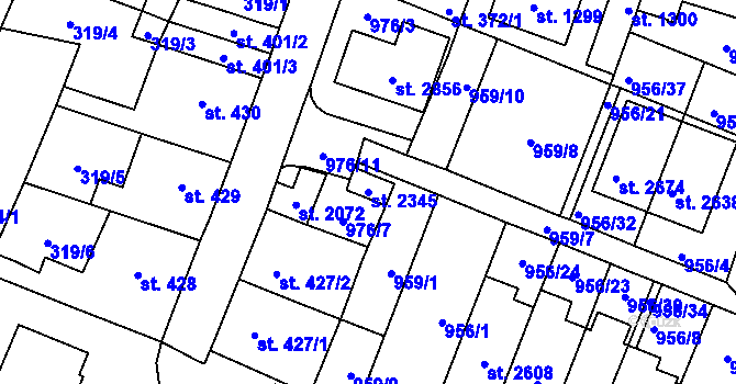 Parcela st. 2345 v KÚ Kateřinky u Opavy, Katastrální mapa