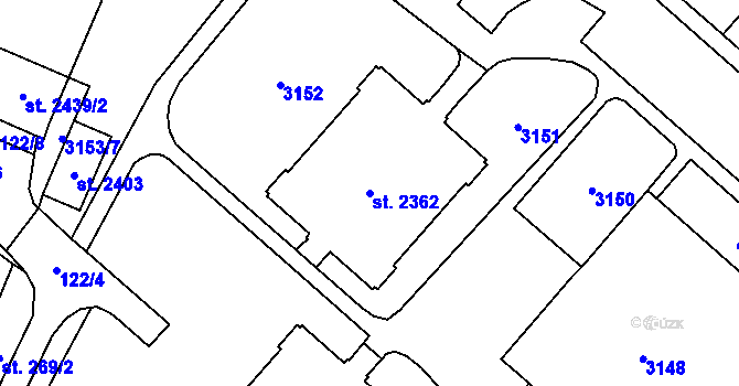 Parcela st. 2362 v KÚ Kateřinky u Opavy, Katastrální mapa