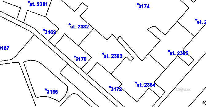 Parcela st. 2383 v KÚ Kateřinky u Opavy, Katastrální mapa