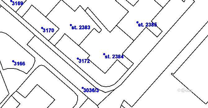 Parcela st. 2384 v KÚ Kateřinky u Opavy, Katastrální mapa