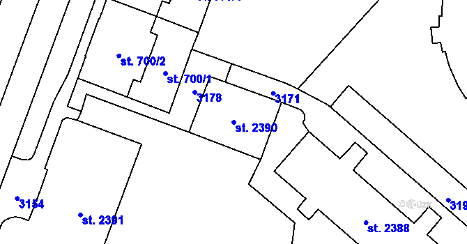 Parcela st. 2390 v KÚ Kateřinky u Opavy, Katastrální mapa