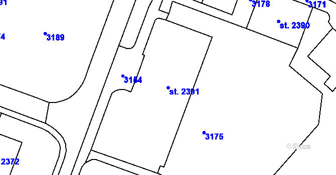 Parcela st. 2391 v KÚ Kateřinky u Opavy, Katastrální mapa