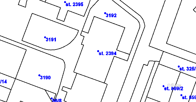 Parcela st. 2394 v KÚ Kateřinky u Opavy, Katastrální mapa