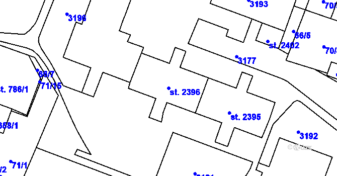 Parcela st. 2396 v KÚ Kateřinky u Opavy, Katastrální mapa