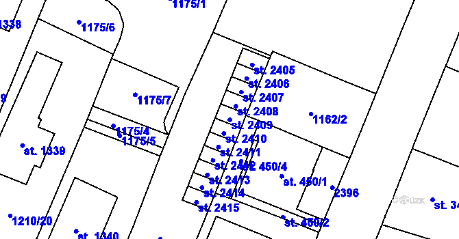 Parcela st. 2409 v KÚ Kateřinky u Opavy, Katastrální mapa