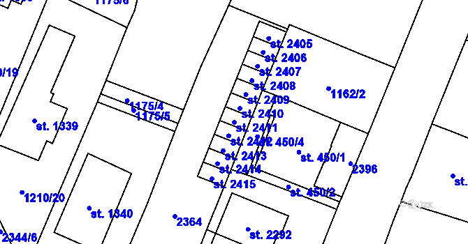 Parcela st. 2411 v KÚ Kateřinky u Opavy, Katastrální mapa