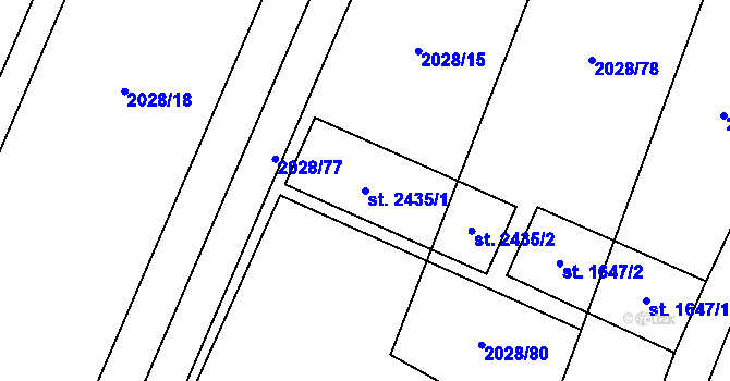 Parcela st. 2435/1 v KÚ Kateřinky u Opavy, Katastrální mapa