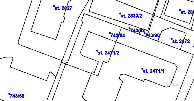 Parcela st. 2471/2 v KÚ Kateřinky u Opavy, Katastrální mapa